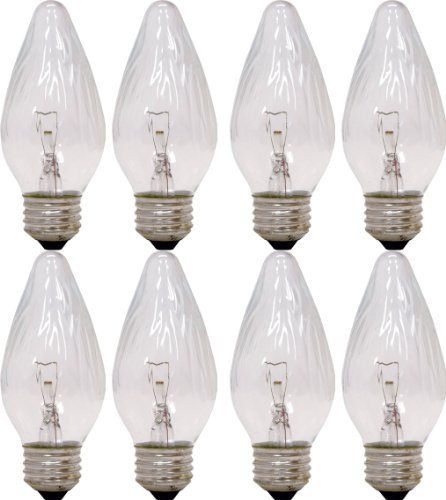 GE Auradescent Incandescent Light Bulbs, F Type Chandelier Light Bulbs, 40-Watt, 350 Lumen, Medium Base, Clear, 8-Pack Flame Tip Light Bulbs, Decorative Candelabra Light Bulbs