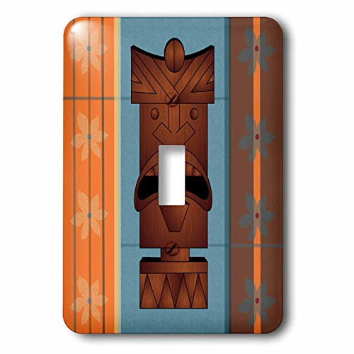 3dRose lsp_77492_1 Wood grain Tropical Tiki Mask Single Toggle Switch Multicolor