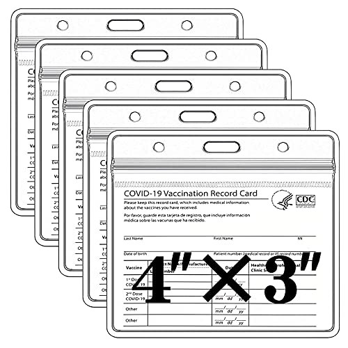 [5PCS- TSAIYOGA Vaccine Card Protector, CDC Vaccination Card Protector 4x3, Covid Vaccine Card Holder, Immunization Card Sleeve Plastic Waterproof