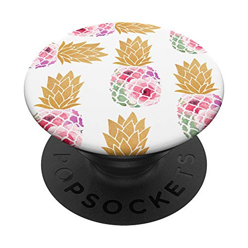 Pineapple pink floral print purple flower for girls PopSockets PopGrip: Swappable Grip for Phones  and  Tablets