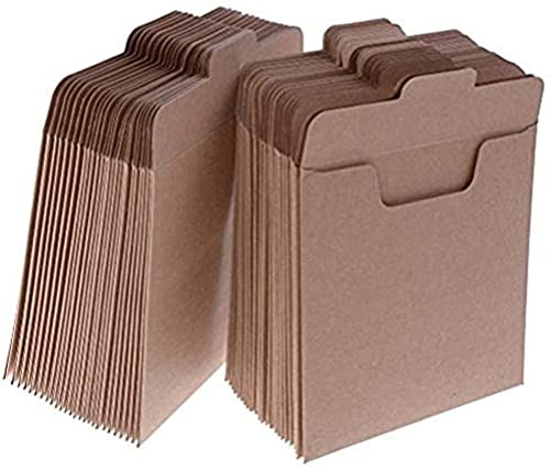 50 Pack CD Sleeves Kraft Paper DVD Envelopes, Khaki Blank CD Paper Cardboard, CD Kraft Paper Storage Holder Covers Packaging Sleeves - 4.9 x 4.9 Inch