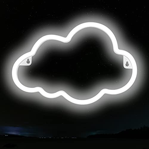 XIYUNTE Cloud Neon Sign, Cold White Cloud Neon Light for Wall Decor, USB or Battery Powered Cloud Neon Signs Decorations Aesthetic Light Up Sign for Bedroom, Kids Room, Bar and Nursery Decor