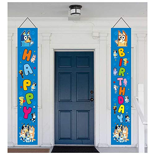 Blueys Theme Birthday Porch Sign Banner Party Supplies, Blueys Happy Birthday Banner Decoration for Birthday Decoration Blueys Theme Birthday Porch Sign Banner Party Supplies, Blueys Happy Birthday Banner Decoration for Birthday Decoration