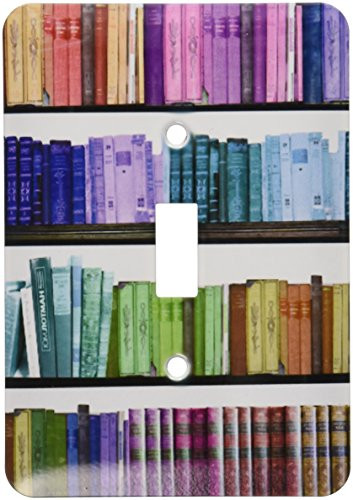 3dRose lsp_112957_1 Colorful Bookshelf Books Rainbow Bookshelves Reading Book Geek Library Nerd Librarian Author Single Toggle Switch