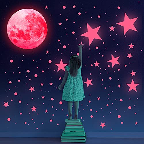 Glow in The Dark Stars for Ceiling,Glow in The Dark Stars and Moon Wall Decals, 1003 Pcs Ceiling Stars Glow in The Dark Kids Wall Decors, Perfect for Kids Nursery Bedroom Living Room-Pink- Glow in The Dark Stars for Ceiling,Glow in The Dark Stars and Moon Wall Decals, 1003 Pcs Ceiling Stars Glow in The Dark Kids Wall Decors, Perfect for Kids Nursery Bedroom Living Room-Pink-