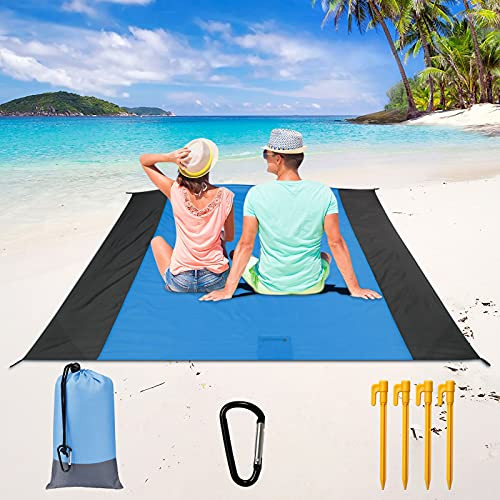 AerWo Beach Blanket Sandproof, Oversized Sand Free Beach Mat for 4-7 Adults, Waterproof Picnic Blankets Quick Drying Outdoor Blanket for Travel, Hiking, Camping -83X 79-