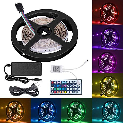 LED Strip Lights, 16.4Ft RGB LED Light Strip 5050 LED Tape Lights, Color Changing LED Light Strips with Remote for Home Bedroom Kitchen Bed Flexible Strip Lights for Bar Home Decoration