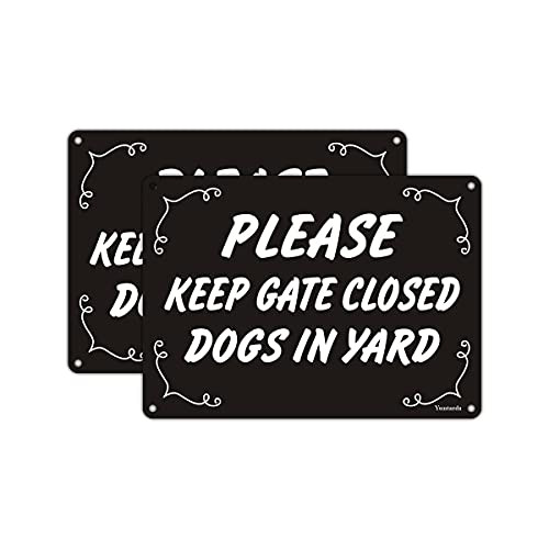 Keep Gate Closed Dog in Yard Sign,Yuntarda 10x72-Pack Reflective Metal Signs 0.40 Aluminum Sign Heavy Duty Professional Printing Pre-Drilled Holes For Easy Mounting Indoor or Outdoor Use for Fence Door or Gate