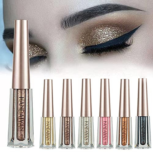 6PCS Diamond Glitter Liquid Eyeshadow  and  Eyeliner Pen Starry Sequins Mermaid Eye Shadow Long Lasting Shiny and Pigmented Waterproof Sparkling  and Shimmer Eyes Makeup