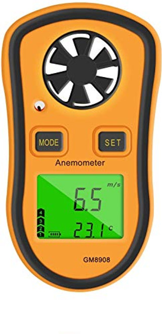 Blazon Tools Digital Anemometer Hot Wire Wireless Digital Wind Meter Anemometer HD8908 Wind-Speed Gauge Meter LCD Handheld Airflow Windmeter Thermometer