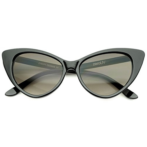 zeroUV - Women's Retro Oversized High Point Cat Eye Sunglasses 54mm -Black/Smoke Gradient-