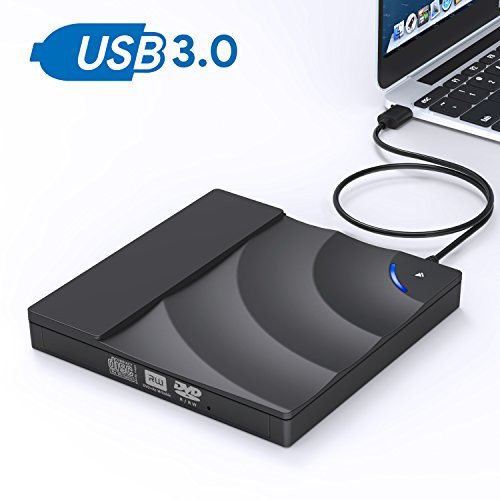 IVKEY External CD DVD Drive,USB 3.0 Ultra Slim Touch Control CD DVD Rewriter Burner Writer,High Speed Data Transfer USB3.0 Optical Drives Player for PC Desktop/Laptop/Windows/Linux/Mac OS(Black)