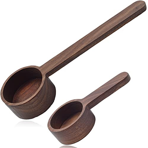 2 Pcs Wooden Coffee Scoop for Ground Coffee, Black Walnut Coffee Scoop, Measuring Coffee Spoon with Long Handle for Spices Coffee Beans Tea 2 Pcs Wooden Coffee Scoop for Ground Coffee, Black Walnut Coffee Scoop, Measuring Coffee Spoon with Long Handle for Spices Coffee Beans Tea