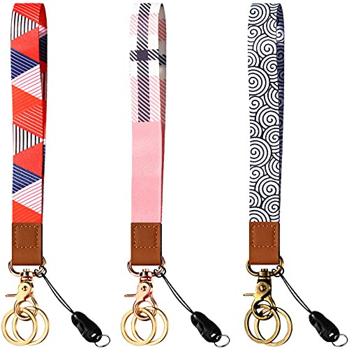 3 Pieces Wrist Keychain Lanyard Wristlet Strap Lanyard Women Key Chain Holder Lanyard Hand Wrist Lanyard for Key Mobile Phone ID Card Holder USB -Geometric Style-