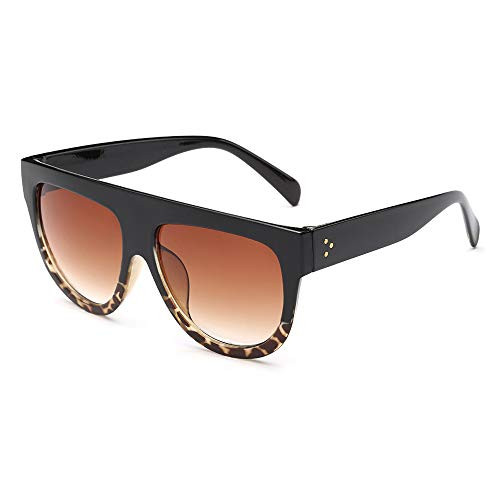 Dollger Oversized Sunglasses for Women Men Flat Top Designer Fashion Retro Sunglasses Frame Big Shades Leopard