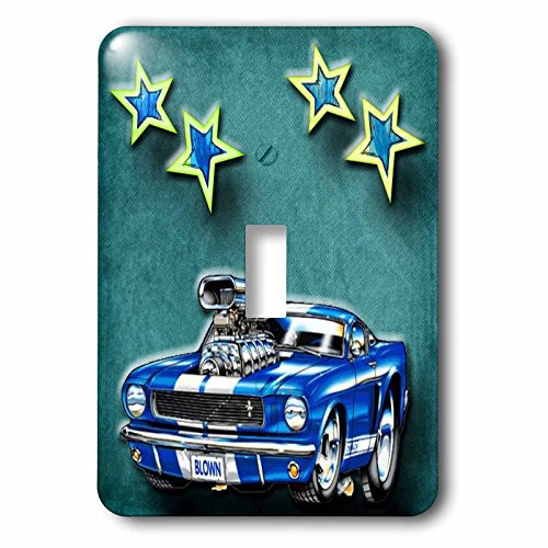 3dRose lsp_128830_1  Blown Mustang Vintage Race Car with Stars For The Classic Car Lover Single Toggle Switch