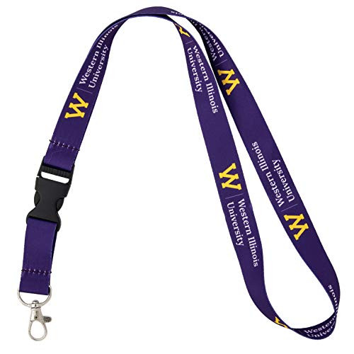 Western Illinois University Leathernecks Car Keys ID Badge Holder Lanyard Keychain Detachable Breakaway Snap Buckle -Purple W Logo-