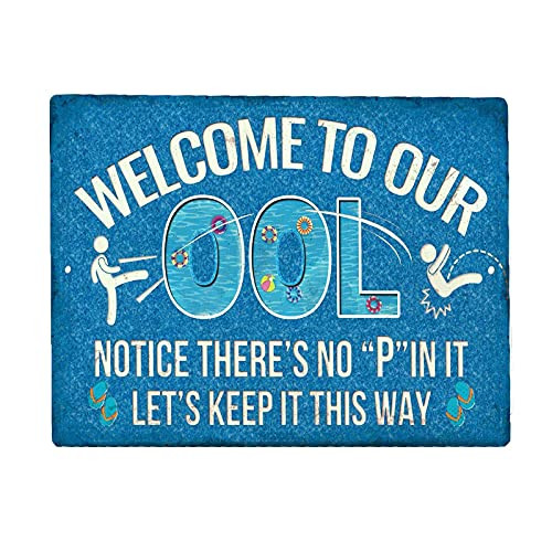 Decor Swimming Pool Rules Sign - Warning Swim at Your Own Risk Pool Sign 12x8 Inches Funny Outdoor Signs,Icon Swim Rules Sign,Pool Decorative Metal Sign for Indoor/Outdoor Pool -D-