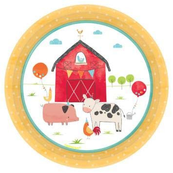 Amscan Barnyard Birthday Round Plates, 7", Multicolor
