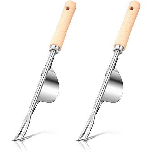 2 Pieces Hand Weeder Tools Garden Weeding Tool Gardening Weeder Tools with Ergonomic Handle, Stainless Steel Garden Lawn Farmland Transplant Gardening Plant Tool