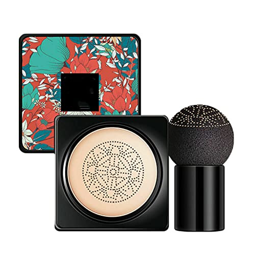 Mushroom Head Air Cushion Cc Cream Natural and Brighten, Mushroom Head Foundation, Bb Cream, Moisturizing Concealer, Bright Makeup Base Long Lasting with Mushroom Makeup Sponge, Easy to Apply -Brighten-