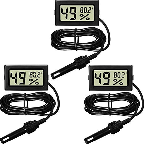 3 Mini Digital Thermometer Hygrometer with Probe Indoor Temperature Humidity Meter Gauge LCD Fahrenheit Display Hygrometer Thermometer Gauge for Incubator Reptile Plant Terrarium Humidor Greenhouse 3 Mini Digital Thermometer Hygrometer with Probe Indoor Temperature Humidity Meter Gauge LCD Fahrenheit Display Hygrometer Thermometer Gauge for Incubator Reptile Plant Terrarium Humidor Greenhouse