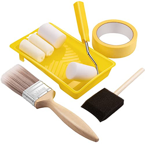 Mini Foam Paint Roller Tray Set 2 Inch Small Roller Paint Brush Foam Paint Roller Kit with 1 Paint Roller Tray 4 Roller Covers 1 Wood Handle Paint Brush 1 Sponge Brush and 1 Masking Tape Mini Foam Paint Roller Tray Set 2 Inch Small Roller Paint Brush Foam Paint Roller Kit with 1 Paint Roller Tray 4 Roller Covers 1 Wood Handle Paint Brush 1 Sponge Brush and 1 Masking Tape