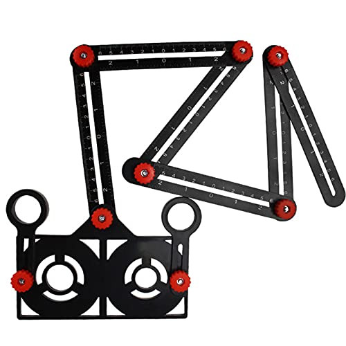 KinAndKen Multi Angle Measuring Ruler 6-fold Ceramic Tile Hole Drill Guide Tool Universal Locator Angle Finder Measurement Tool