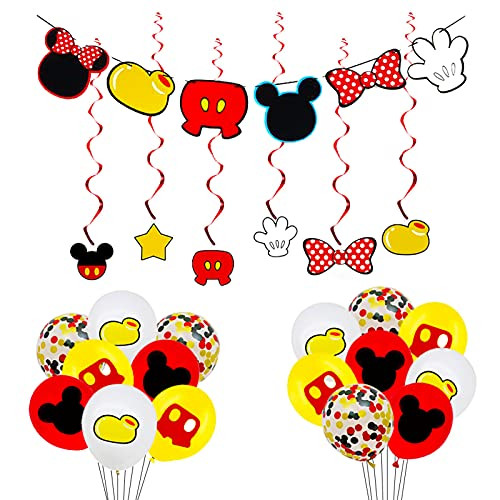 Mickey Party Decorations | Disney Party Supplies Include Banner,Balloons and Hanging Swirls for Birthday Party Baby Shower