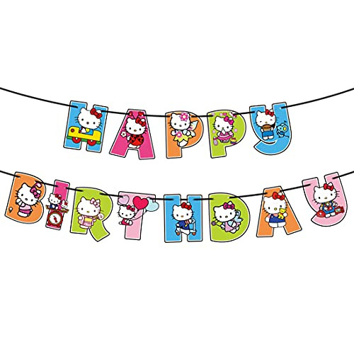 Hello kitty Banner - Hello kitty Party Decorations for girls Kids Cute Hello kitty Themed Birthday Party Supplies Decorations