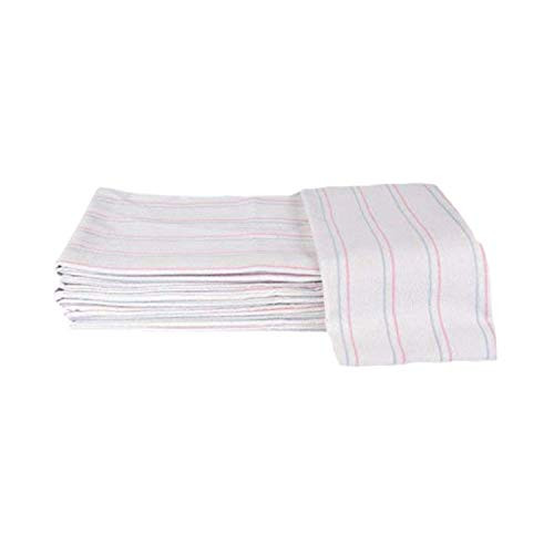 Linteum Textile -3-Pack, 36x36 in- Receiving Hospital Baby Blankets, White w/ Blue  and  Pink Stripes