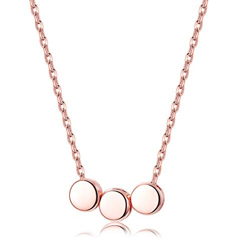 Sllaiss 925 Sterling Silver Tiny Dot Necklace for Women Minimalist Floating Round Circle Dot Pendant Necklace Plated 18K Rose Gold