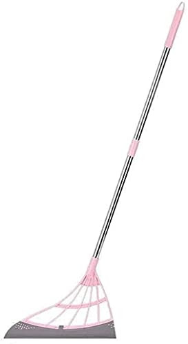 Multifunction Magic Broom Wipe Squeeze Silicone Mop,2-in-1 Sweeper,Magic Broom Sweeping The Floor Hair,with Squeegee and Telescopic Handle -Pink-
