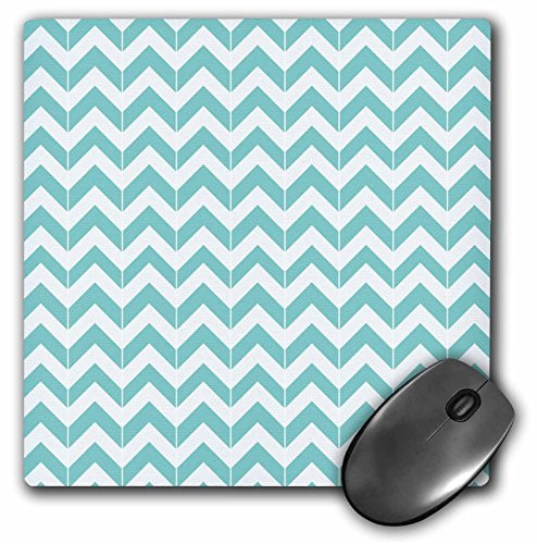 3dRose Aqua Blue Chevron Herringbone Mouse Pad, 8" x 8" (mp_212471_1)