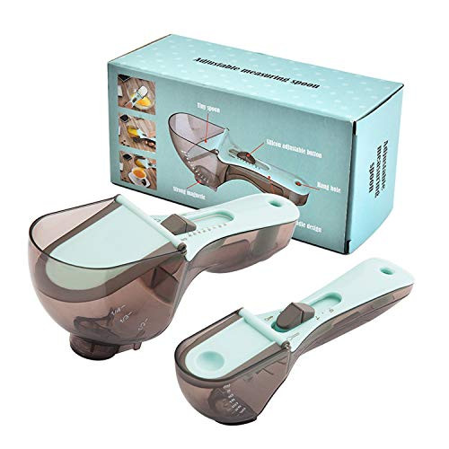 Magnetic Measuring Spoon Set,Kitchen Tools Small Adjustable Measuring Spoons Cups Plastic Scale For Cooking Baking Kitchen And Solid/Powder/Liquid, Set of 2