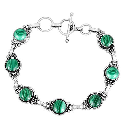 Malachite Bracelet 925 Silver Overlay Handmade Boho Style Jewelry
