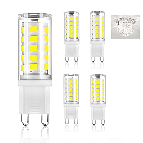 OHLGT G9 LED Bulbs, 5W -40W Halogen Equivalent-, Daylight White 6000K G9 Base Bulbs for Chandeliers, 400LM Non-Dimmable for Home Lighting, 5 Pack OHLGT G9 LED Bulbs, 5W -40W Halogen Equivalent-, Daylight White 6000K G9 Base Bulbs for Chandeliers, 400LM Non-Dimmable for Home Lighting, 5 Pack