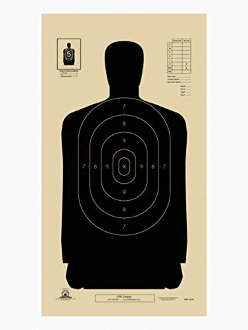 Official NRA B-29 Police Silhouette Shooting Targets, 14"x 22" Paper Shooting Target, Silhouette Paper Targets for Firearms, Pistols, Rifles, BB Guns, Airsoft Guns, Pellet Guns -Black, 20-