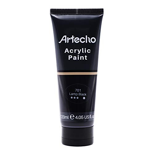 Artecho Acrylic Paint for Art Paints, Decorate, Lamp Black 4.05 Ounce/120ml Acrylic Paint Supplies for Wood, Fabric, Crafts, Canvas, Leather and Stone