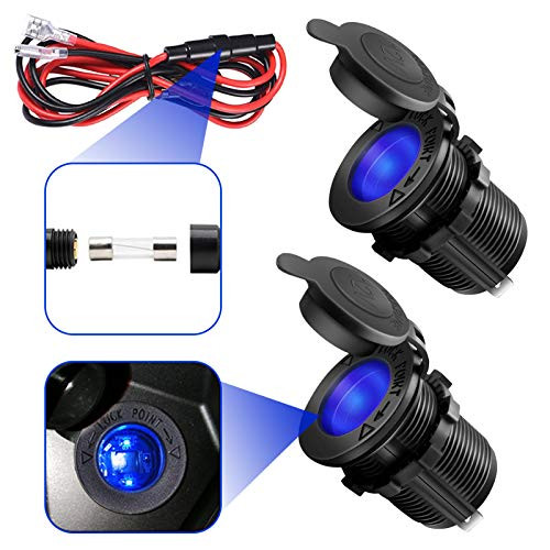 Vemote 12 Volt Cigarette Lighter Socket, Waterproof Power Outlet Socket Receptacle for Car Marine Boat Motorcycle ATV RV 2-Pack