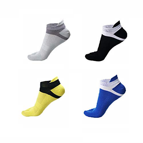 Venshun Men's Toe Socks Crew Cotton Five Fingers Socks Low Cut Running Athletic Socks 4 Pairs Size 7-11