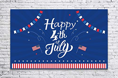 Fourth/4th of July Banner Decorations - Patriotic Red White Blue Backdrop Party Supplies Decor