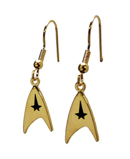 Star Trek Original Series Command Logo Goldtone French Wire Earrings Star Trek Original Series Command Logo Goldtone French Wire Earrings