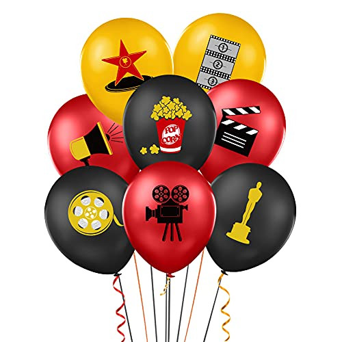32 Pieces Movie Night Balloons Movie Night Birthday Party Ideas Movie Night Party Decoration Hollywood Party Decorations Movie Night Party Supplies -red-