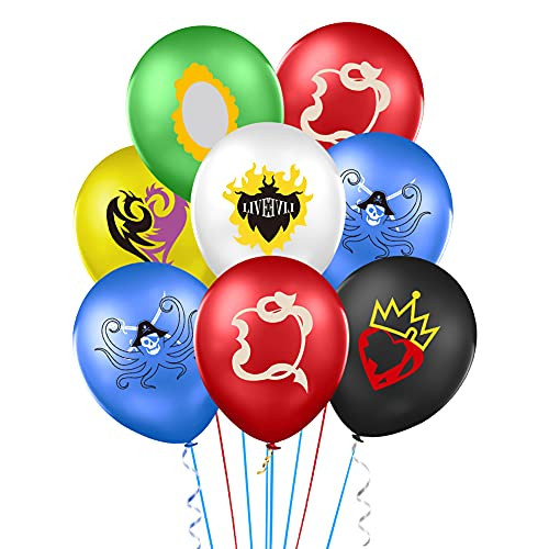 30 Pieces Descendants Balloons Party Supplies Decorations, 12" Descendants Latex Balloon for Kids Birthday Baby Shower Party Supply