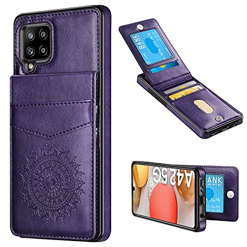 WESADN for Samsung Galaxy A42 5G Case for Women Leather Wallet Case Card Holder Kickstand Function Slim Protective Shockproof Credit Card Slot Cover Compatible with Samsung Galaxy A42 5G, Purple WESADN for Samsung Galaxy A42 5G Case for Women Leather Wallet Case Card Holder Kickstand Function Slim Protective Shockproof Credit Card Slot Cover Compatible with Samsung Galaxy A42 5G, Purple