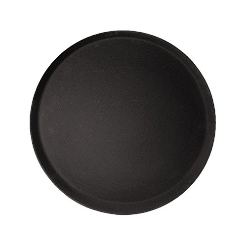 Co-Rect Plastic Round Rubber Lined Non-slip Tray, 14", Black