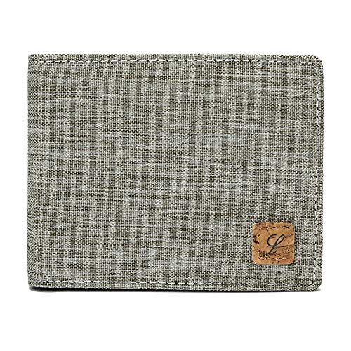 Bifold Fabric Wallets For Boys Kids Teen Men Teenager Minimalist Small Thin Slim RFID Blocking -Champagne Crosshatch-