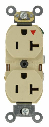 Leviton 5362-IGI 20-Amp, 125 Volt, Industrial Series Heavy Duty Specification Grade, Duplex Receptacle, Straight Blade, Isolated Ground, Ivory