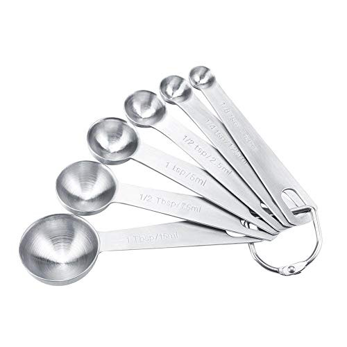 6Pcs/Set Stainless Steel Measuring Spoons Cups Stackable Tablespoons Measuring Set for Coffee Seasoning Kitchen Cooking Tools